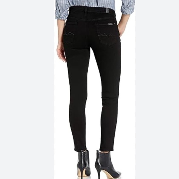 7 For All Mankind Gwenevere Faux Suede Ankle Jeans in Black - Picture 3 of 15